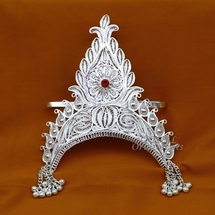 925 sterling silver vintage design handmade mukut (crown), amazing stylish work design silver god crown home temple god article art su973