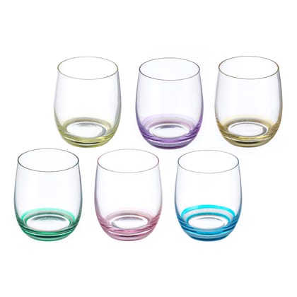 Sanjeev Kapoor Tyler Glass Set of 6pcs Shiny Matt Multicolor - Whisky Glasses 350ML