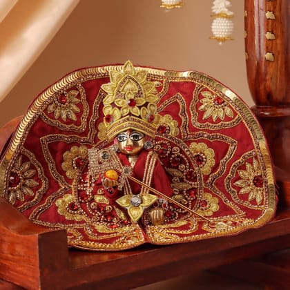 Divya Raas Maroon Laddu Gopal Poshak & Shringar Set-With Shringar / 0 No.