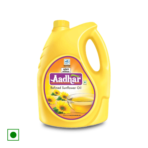 Aadhar Refined Sunflower Oil, 5 L Container