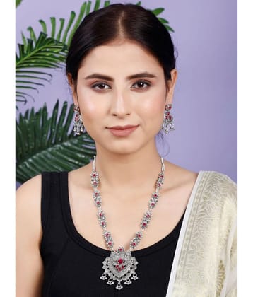 SUNHARI Maroon Alloy Necklace Set ( Pack of 1 ) - Maroon