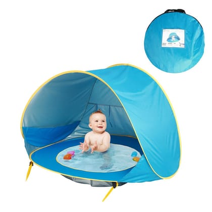 Baby Beach Tent Kids Outdoor Camping Easy Fold Up Waterproof  Up Sun Awning Tent UV-protecting-Blue