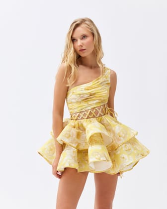Buttercup One Shoulder Dress-XXS