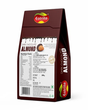 Eatriite Almond Dark Chocolate Dark-Chocolate Coated Whole Badam), 200 gm