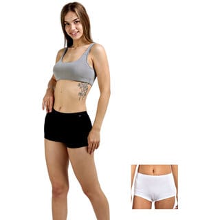 AshleyandAlvis Micro Modal, Anti Bacterial, Skinny Soft, Premium Boysleg Women Boy Short Black, White Panty  (Pack Of 2)