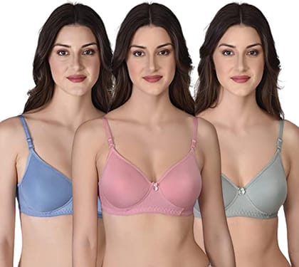 KGN RETINA Women Padded Full Cup Cotton Rich Push-up  PACK OF 3