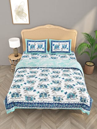 Floral Printed Bedding Set - 1 King Bedsheet, 1 Jaipuri Razai/Quilt, 2 Pillow Covers-Floral / Bedsheet, Comforter and Pillow Cover