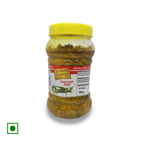 Kitchen's Promise Pickle Green Chilly, 900 gm Jar