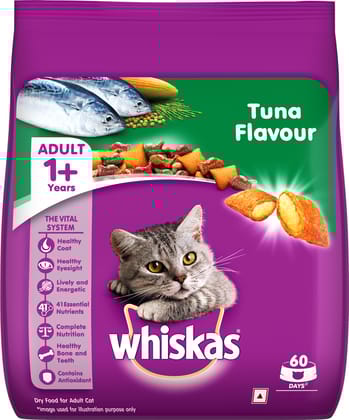 Whiskas Adult (+1 Year) Dry Cat Food, Tuna Flavour, 480G Pack