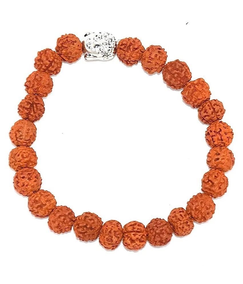 Rudra Divine Natural Brown Buddha Rudraksha Bracelet for Men and Women - None