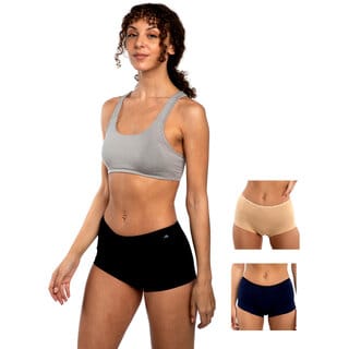 AshleyandAlvis Micro Modal, Anti Bacterial, Skinny Soft, Premium Boyshorts Women Boy Short Black, Dark Blue, Beige Panty  (Pack Of 3)