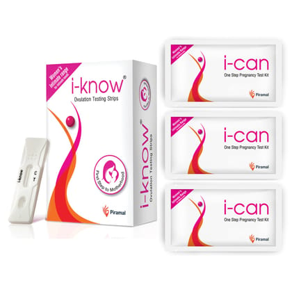 i-know Ovulation Testing Strips & i-can Pregnancy Testing Kit Combo 1 i-know (5 strips) +3 i-can