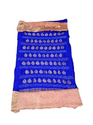 Blue & Peach Color Pure Silk Bandhani Dress Material  by KalaSanskruti Retail Private Limited