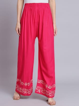 Women Ethnic Motifs Hem Design Palazzos