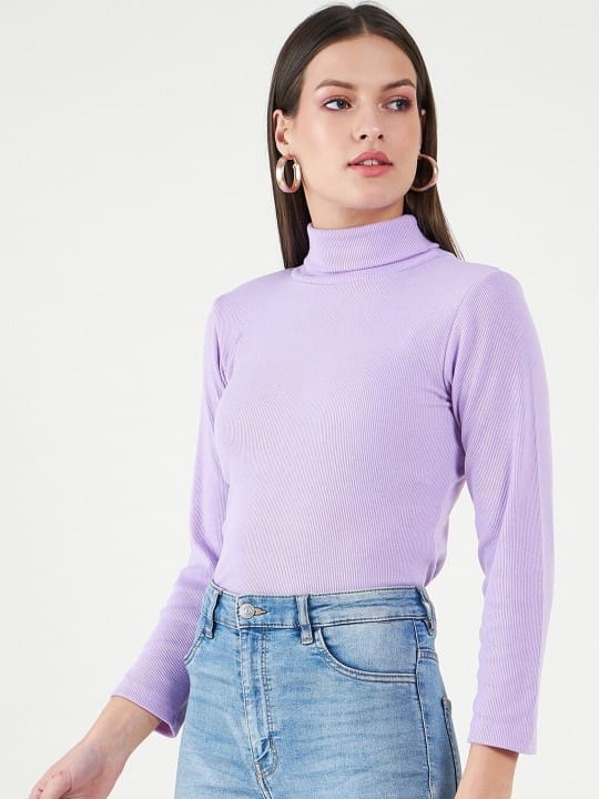 Pack Of 2 Long Sleeves Turtle Neck Cotton Tops