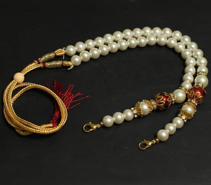 10 Pcs, Designer Meenakari Beaded Necklace Dori White-White / Glass
