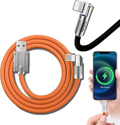 Ontrip 180 Rotating Fast Charge Cable,33w Fast Charge Silicone Unbreakable Data Cables with LED Indicator Flexible C-Type Rotary Connector (1.2 Meter Length, Multicolor)