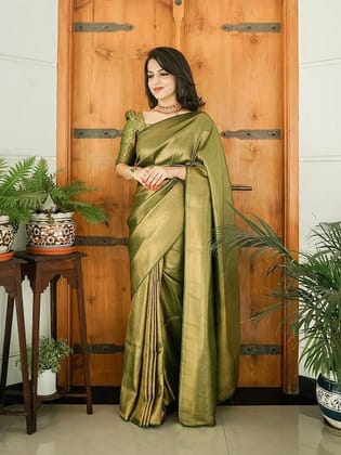 Geometric Woven Design Zari Banarasi Saree