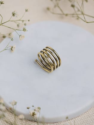 Espiral Brass Adjustable Ring (Anti Tarnish)