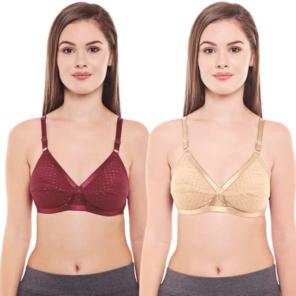 Bodycare Women Cotton Spandex Full Coverage Non Padded Regular Bra Pack - 2 E1528MHS