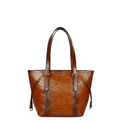 Tan Custom Scritto Story Medium Hand Leather Satchel Ladies Bag By Brune & Bareskin-FS