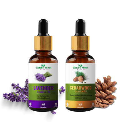 Nature Glow Herbal Lavender +Cedarwood Essential Oil | Stress Relief | Pack of 2  (30 ml)-30ml
