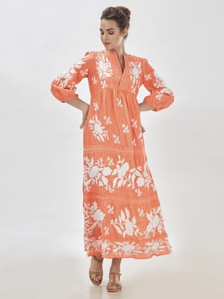Designer orange Color Rayo Chain Stich Work Suit-M
