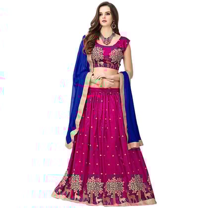 Narivastra Designer Pink Color Embroidered Semi-stitched Party-wear Lehenga Choli