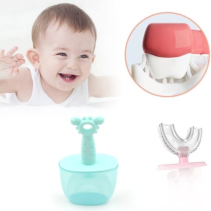 Children's U-Shaped Silicone Toothbrush for 360 Degree Cleaning - Suitable for 2-6 Years