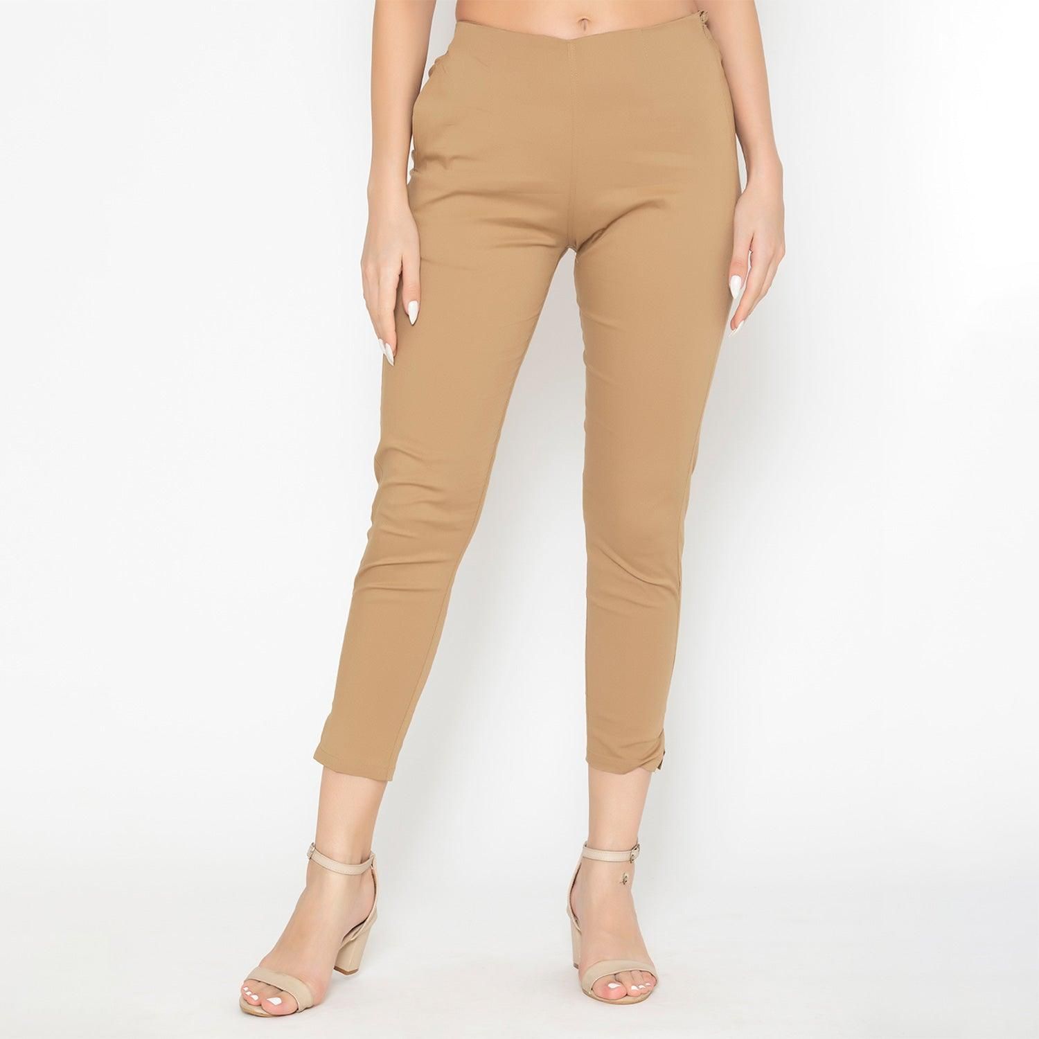 Women's Cotton Formal Pants - Mocha Mocha M