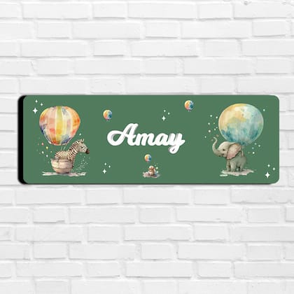 Balloon Safari Name Plate (Petite) (kids)-Emerald