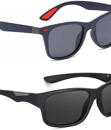 Elligator Multicolor Rectangular Sunglasses ( Pack of 2 ) - Medium