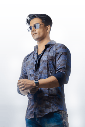 Blue Abstract Print Shirt-M