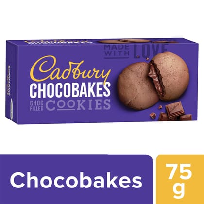 Cadbury Chocobakes Choc Filled Cookies, Centre Filled Chocolate Biscuits, 75 g (6 pcs)