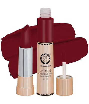 Colors Queen Lip Matte 2 in 1 Long Lasting Matte Lipstick (Indian Red)