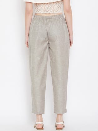 Women Grey Relaxed Regular Fit Solid Peg Trousers