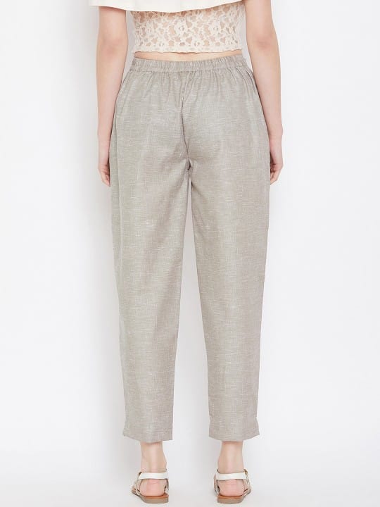 Women Grey Relaxed Regular Fit Solid Peg Trousers