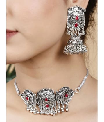 PUJVI Maroon German Necklace Set ( Pack of 1 ) - Maroon