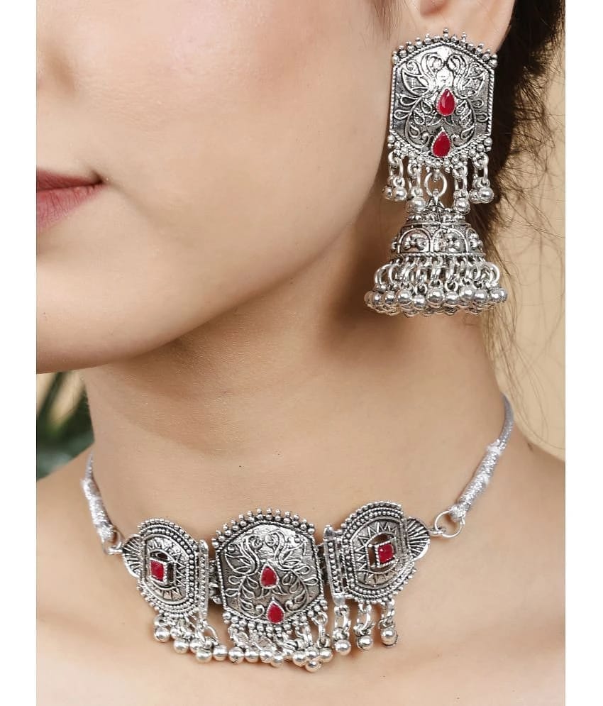 PUJVI Maroon German Necklace Set ( Pack of 1 ) - Maroon