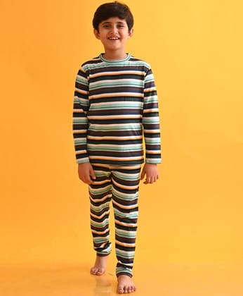 AQUA WHITE NAVY YELLOW LONG SLEEVES PYJAMA SET - MULTI-0-6 MONTHS / 2N / MULTI