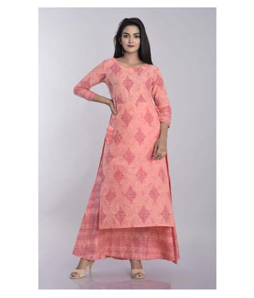 Kbz Pink Cotton Blend Double Layered Kurti - S