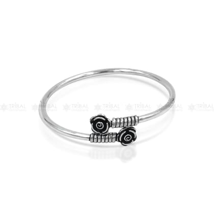 925 sterling silver handmade flower design stylish kada bangle bracelet tribal jewelry nsk871-2-6 OR 2.375"inches