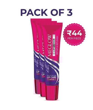 Meglow Lip Shiner with SPF 15 Protection with Nourishment Jojoba Oil 15g ( Pack of 3 )