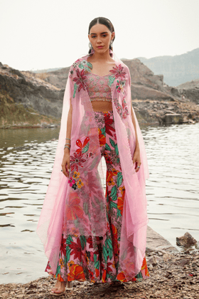 BAGEECHA PINK GHARARA SET-XS