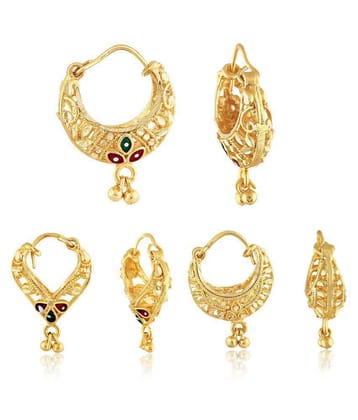 Vighnaharta - Golden Chandbalis Earrings ( Pack of 3 ) - Golden