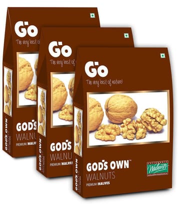 Go California Walnuts Kernels Premium Halves Vacuum Packed, 750g (250g X 3) - Fresh Walnuts | Kashmiri Walnuts | Healthy and Pure Walnuts