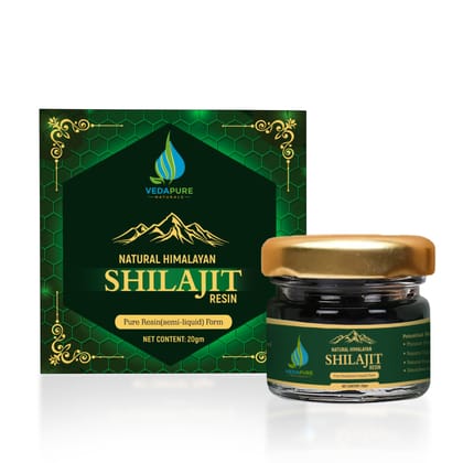 VEDAPURE NATURALS Original Pure Himalayan Shilajit/Shilajeet Resin For Endurance, Bodybuilding, and Power & Helps in Energy, Stamina -20 Gram