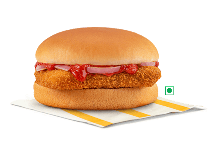 Schezwan Veg Burger __ Complimentary Ketchup