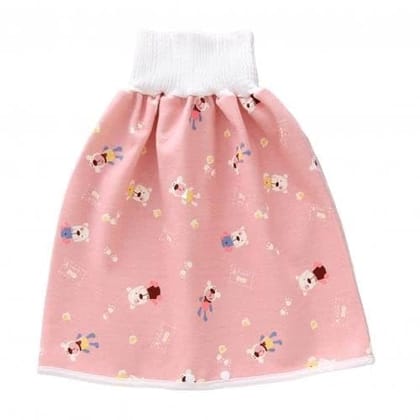 Baby Cloth Diaper Washable Skirts for Babies (Pink Teddy)