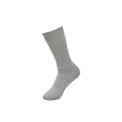 Balenzia Premium Mercerised Crew Rib  Socks for Men-(Pack of 1 Pair/1U)(Light Grey)-Stretchable from 25 cm to 33 cm / 1 N